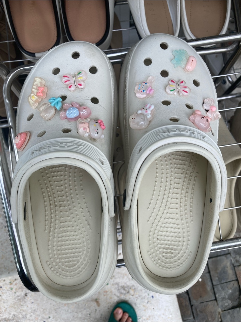 White Kids Clog Shoes with Cute Charms - Brand:
